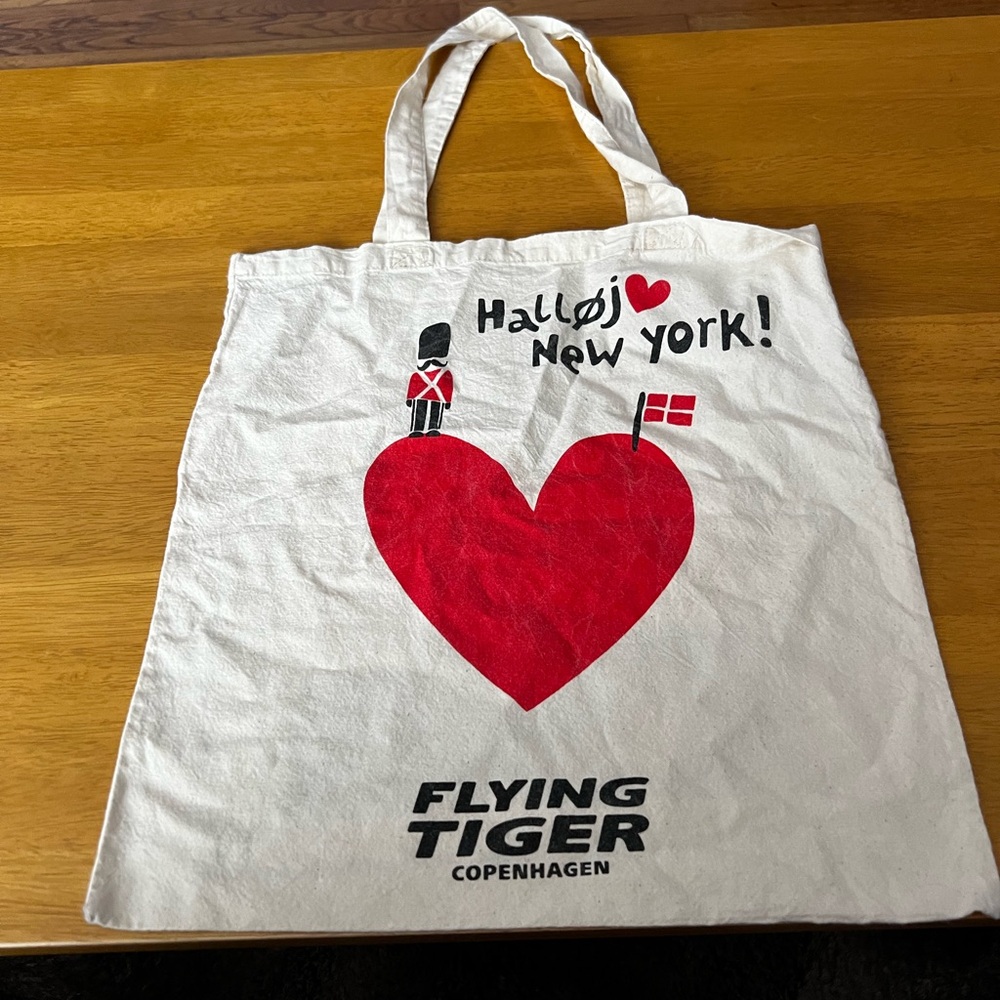 White Tote Bag with Red Heart